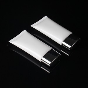 High-end Custom 100ml 120ml 200ml PE Whitel Glossy Squeeze Cosmetic Packaging Tube With Silver Cover